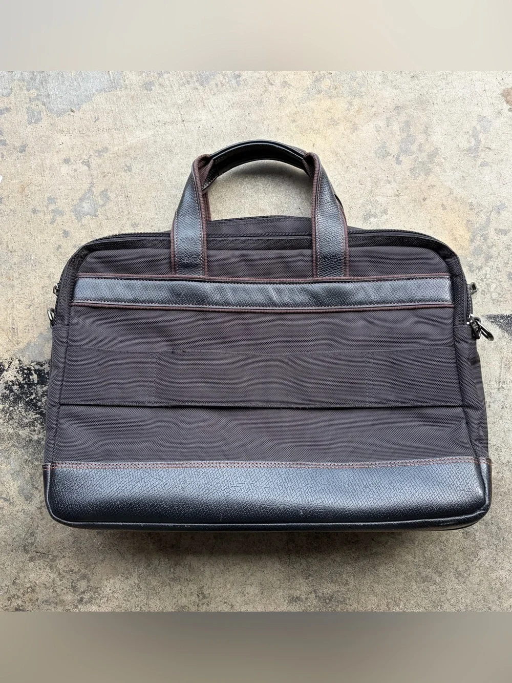 Longchamp Boxford Briefcase L Business Bag, Black Brown Leather and Canvas